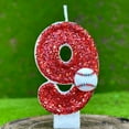 thumbnail image 3 of Giunmcul Baseball Birthday Candle 9th Baseball Cake Topper Decor Nine Year Candles Red Glitter Number 9 for Cupcake Topper Decorations Birthday Party Kids Adults, 3 of 4