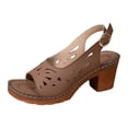 thumbnail image 6 of Rokment Womens Platform High Heels Dressy Sandals 2026 Fashion Hollow out Leather Open Toe Chunky Block Stackable Heeled Adjustable Slingback Dress Summer Shoes for Ladies Coffee Size 6.5, 6 of 8