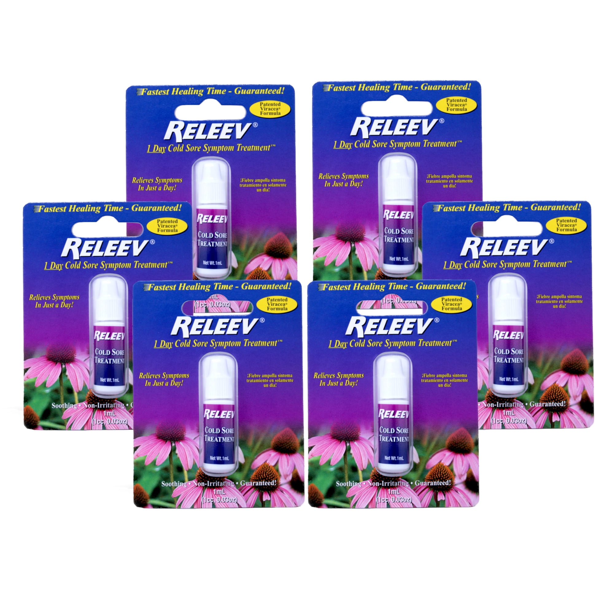 6 Pack - RELEEV 1-Day Cold Sore Symptom Treatment 1 mL (.034 oz)