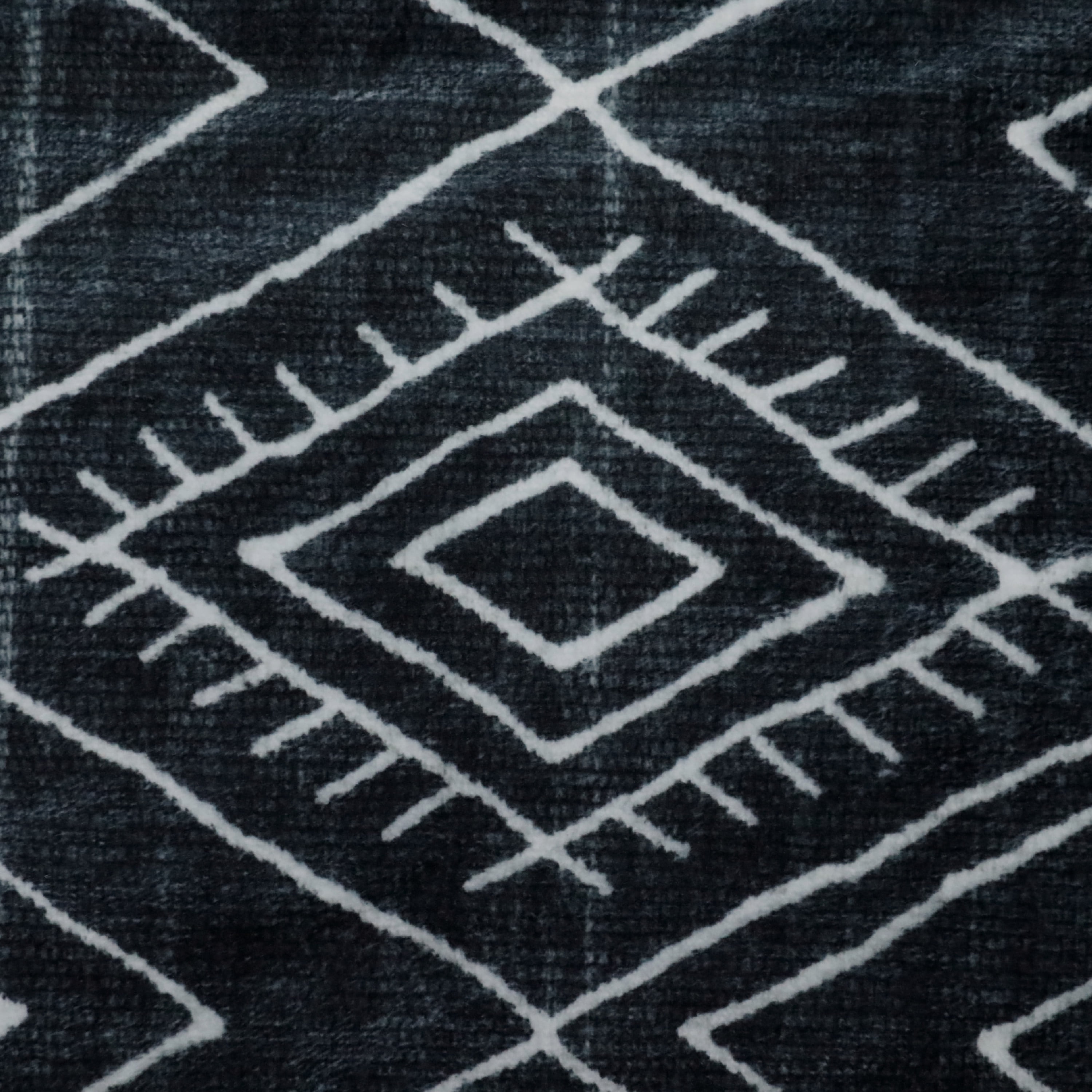Washable Skid-Resistant Runner Rug Geometric Black 24" x 72"