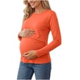 thumbnail image 2 of HongQid Ladies Maternity Crew Neck Long Sleeve Nursing Top Layered Lift Up Breastfeeding Casual Daily T-Shirt, 2 of 10