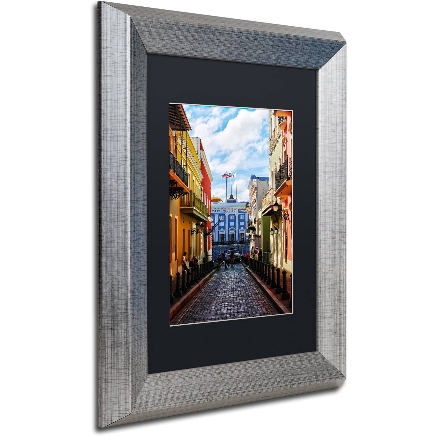 Trademark Fine Art "Old San Juan 7" Canvas Art by CATeyes, Black Matte, Silver Frame