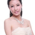 thumbnail image 3 of NUZYZ Women'sRhinestone Faux Pearl Necklace Earring Wedding Bridal Jewelry Set, 3 of 5