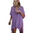 thumbnail image 2 of Swimsuit Cover Up for Women Crochet Sleeveless Tunic V Neck Bikini Beachwear Sheer Bathing Suit Coverups Alsol Lamesa, 2 of 6