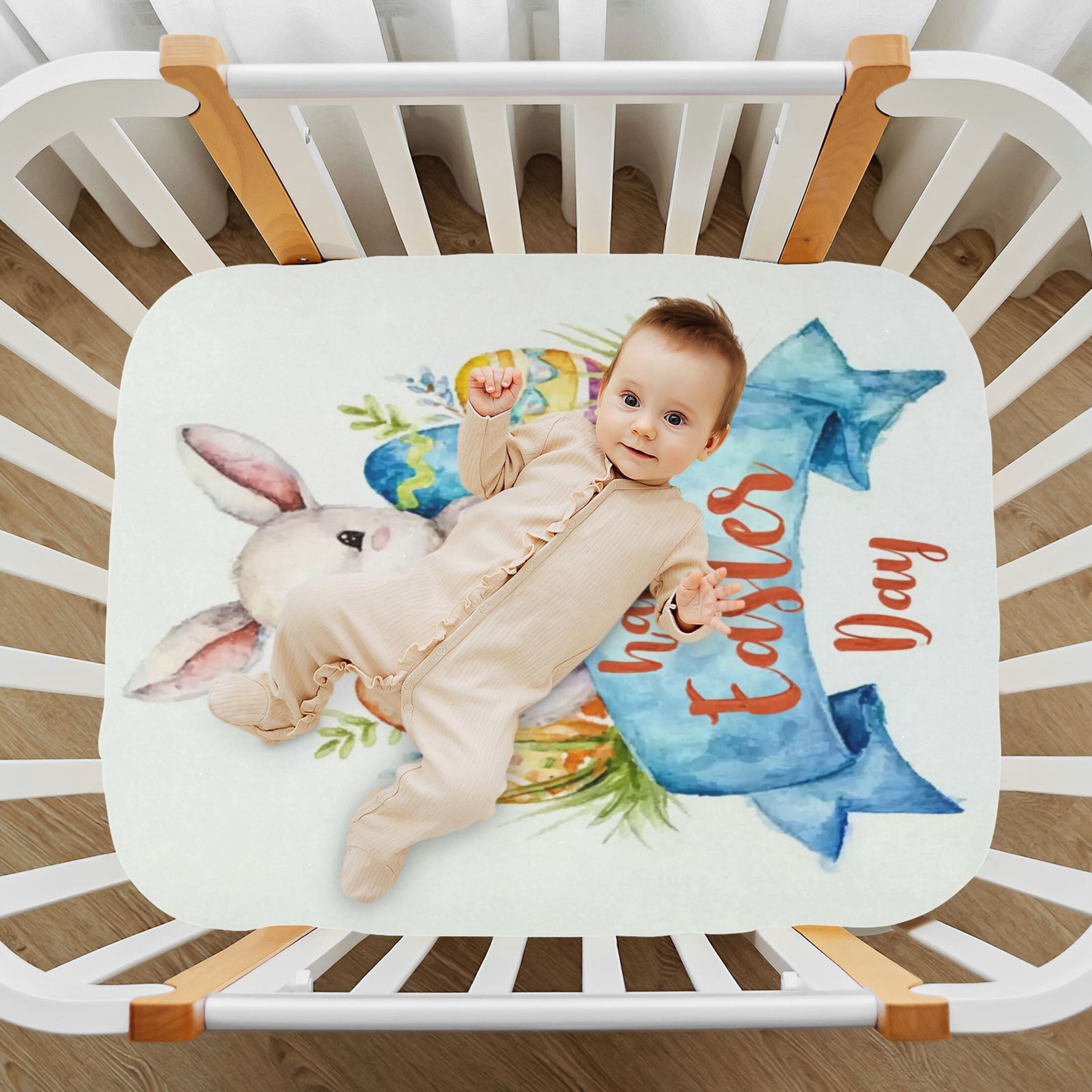 Baby Essentials 52”x 28”- Standard Cotton-like Modal Elastic- The Joyous Easter Festival Design Crib Sheets for Newborns and Toddlers