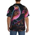thumbnail image 3 of Sikiie Glowing Leaf Bird Men's Wrinkle Free Untucked Cuban Shirt Business Casual Button Down Shirts Short Sleeve ShirtMedium, 3 of 5