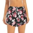 thumbnail image 3 of Uemuo Rose Flowers Pattern Women's Athletic Shorts High Waisted Running Shorts with Liner Pockets Gym Elastic Workout Shorts-Medium, 3 of 9