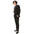 thumbnail image 4 of Slim Fit Men Suit Stretchy Spandex Peak Lapel 2 Button Flat Front Pants 9936 (US, Numeric, 46, Regular, Regular, Black), 4 of 7