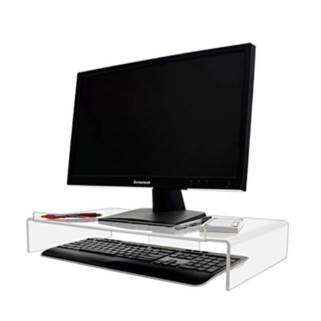 UPC: 0800188004810 | Kantek Acrylic Monitor Stand with Keyboard Storage Up to 19  Screen Support – 50 lb Load Capacity – CRT Display Type Supported21.3  Width – Desktop – Acrylic – Clear