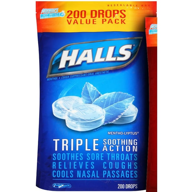 Halls Advanced Vapor Cough Drops MenthoLyptus, 200 Count Walmart