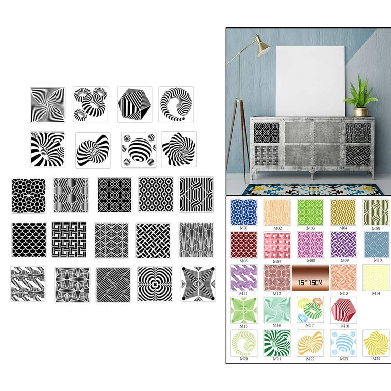 Geometric Stencils Painting Templates for Scrapbooking Cookie Tile  Furniture Wall Floor Decor Drawing Tracing DIY Art Supplies