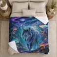 thumbnail image 5 of Celestial Forest Wolf Butterfly Wings Mystical Fantasy Art, Mystical Woodland Scene, Warm Flannel Blanket for Cabin and Lodge, Garden Lovers Housewarming Gift, Fantasy Home Decor, 5 of 9