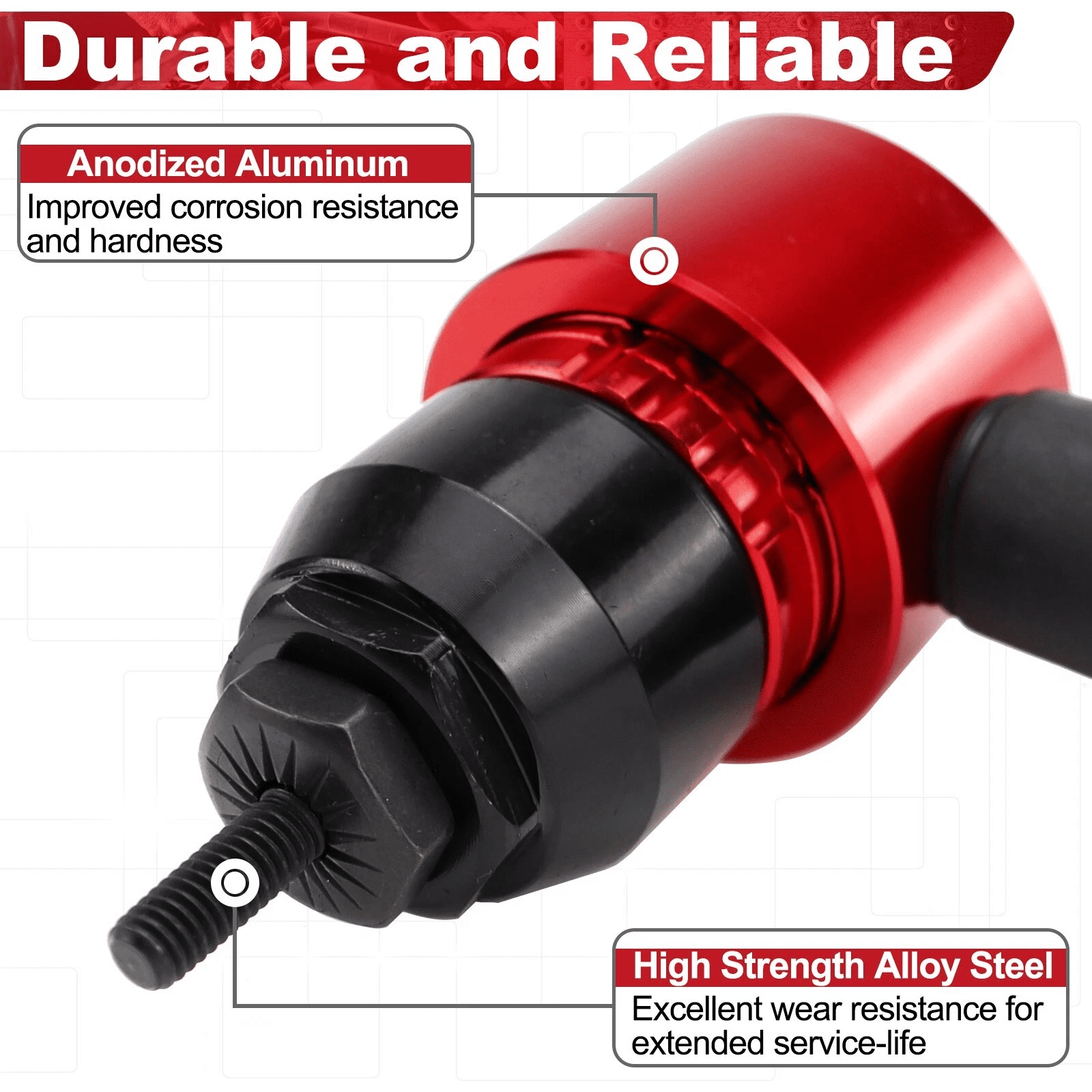 iMeshbean Electric Rivet Nut Tool Adapter, Cordless Rivet Gun Kit for Electric Drill/Ratchet Wrench 1/4", Riveting Tool, Insert Nut Drill Tool Kit
