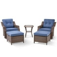 thumbnail image 5 of POCASSY 5 Pieces Patio Furniture Set, 6-Inch Thick Cushioned Outdoor Swivel Patio Chairs Set of 2 with Ottoman and Side Table, All Weather Wicker Bistro Set for Porch Deck - Blue, 5 of 12