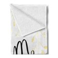 thumbnail image 2 of Keep Calm Soft Flannel Fleece Throw Blanket, Positive Cursive Smile Words with Pastel Tone Floral Ornaments, Cozy Plush for Indoor and Outdoor Use, 70" x 90", Charcoal Grey Cream, by Ambesonne, 2 of 5