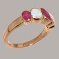 thumbnail image 3 of LBG British Made Real Solid 9k Rose Gold Natural Ruby & Opal Womens Band Ring - 33 size options - Size 6.25, 3 of 6