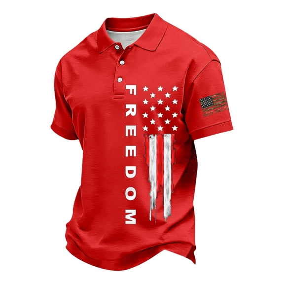 Evdexr Mens 250 Anniversary Usa Polo Shirts Patriotic Button Down Shirts 1776 2026 Short Sleeve Usa Flag Print Tops 4th Of July Big and Tall Golf T Shirts Red XL
