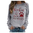 thumbnail image 2 of Puntoco Mujeres Casual Manga Larga Perro Pata Impresión O-Cuello tops Camisa Blusa Pullover Puntoco Puntoco-4507, 2 of 3