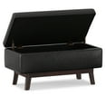 thumbnail image 4 of Owen 36 inch Wide Mid-Century Modern Small Rectangular Storage Ottoman in Distressed Black Vegan Leather, 4 of 14
