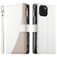 thumbnail image 1 of Funda cartera GANGXUN para iPhone 15 , cuero PU con tarjetero, cremallera, correa de mano, soporte y protección 825°, 1 of 6