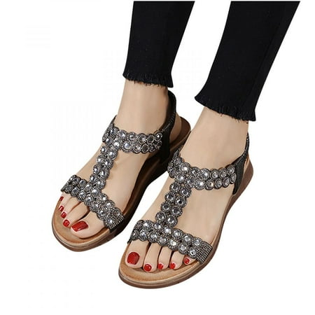 

Homedles Sandals for Women- Gift for Women Comfortable Open toe Casual Flat Beach Gladiator Sandals Gray 41
