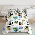 thumbnail image 2 of jejeloiu Cute Cat Animals Queen Comforter Set,Colorful Botanical Flowers Bedding Comforter Set For Girls Teens Reversible 3pcs, 2 of 8