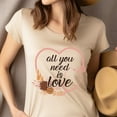 thumbnail image 4 of All You Need Is Love Graphic T-Shirt with Stethoscope Heart Design, Gold, Size S, 4 of 6