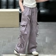 thumbnail image 7 of Cargo Pants Kids Classic Fit Baggy Pants Wide Leg Purple Cargo with Pockets Girls Clothing Size 8-9 Years, 7 of 7