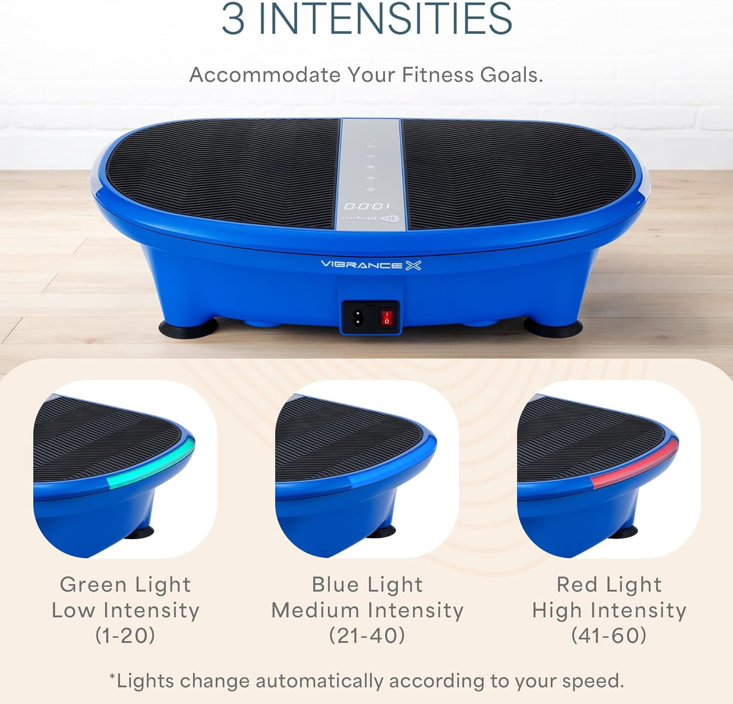 Lifepro Vibration Plate for Lymphatic Drainage - Whole-Body Vibrating Exercise Machine with EMS - Compact Home Gym - Blue
