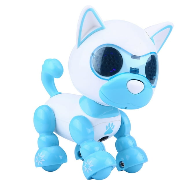 Juguete para mascotas con forma de perro robot inteligente para niños, interactivo, con sonido de caminata, con grabación de LED, regalo educativo (azul)