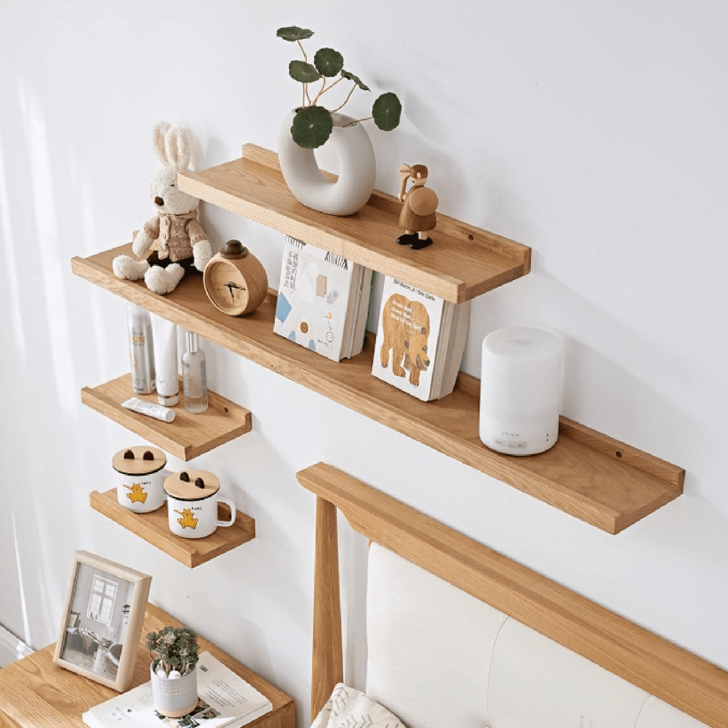 Floating Shelf, Natural Oak Wood, 36 Inch, Wall Storage, Display Picture Ledge, for Bedroom, Living Room, Bathroom, Office, Kitchen