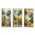 thumbnail image 2 of Designart "Vintage Florida Collage of Palm Trees and Beach II" Florida Framed Wall Art Set Of 3 - Green Modern Frame Gallery Set For Office Decor, 2 of 6