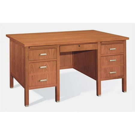 Double Pedestal Desk Natural Oak Small 60 W X 30 D H 225 Double Pedestal Desk Natural Oak Small 60 W X 30 D H 225 Lbs
