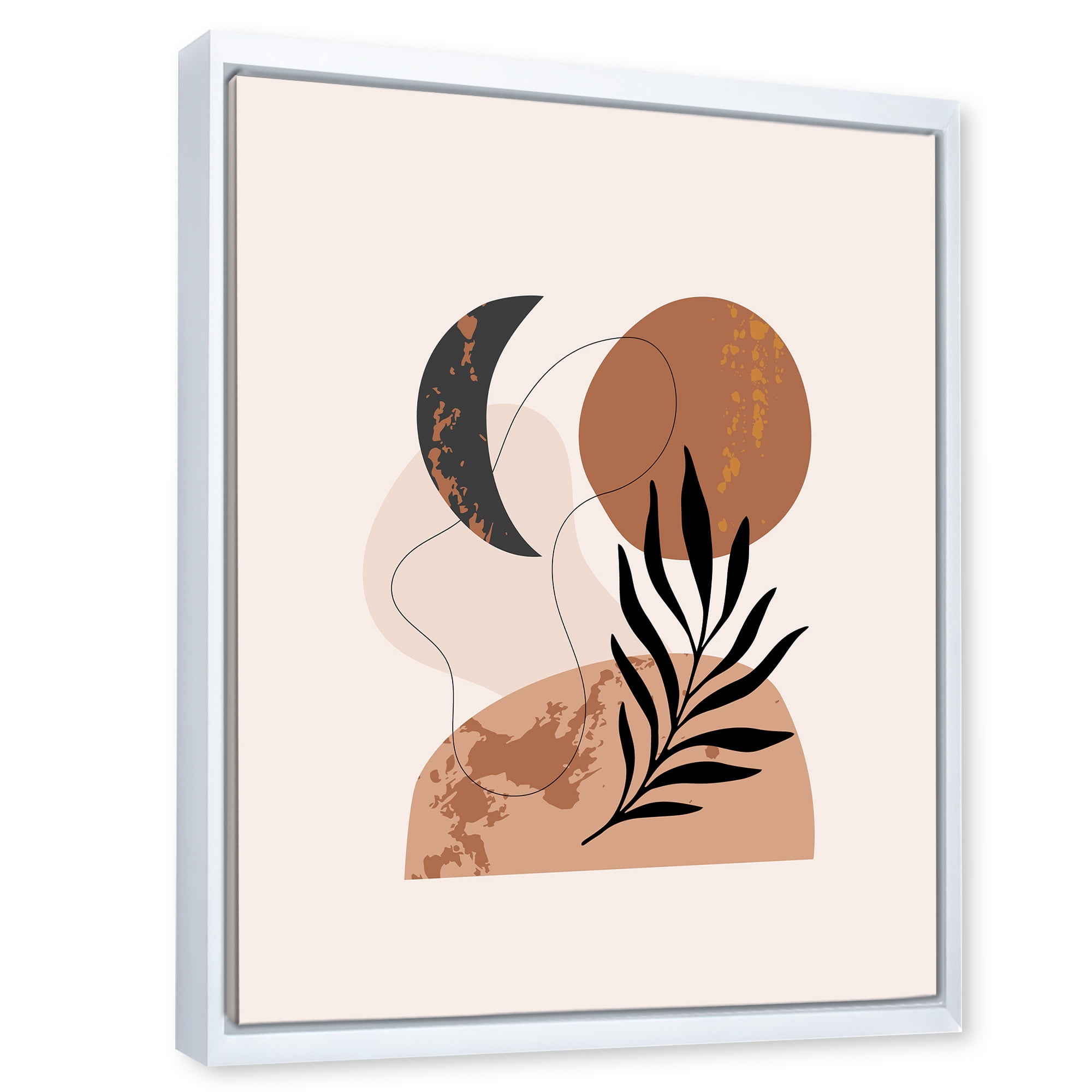 Designart 'Sun and Moon Shapes In Retro Terracotta Tones I' Modern Framed Canvas Wall Art Print