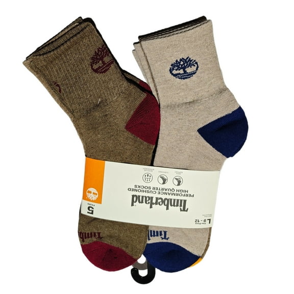 Timberland men's cushioned quarter socks 5 pairs multi brown