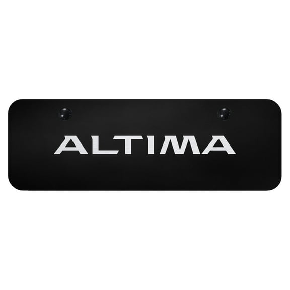 Nissan Altima Laser Etched Logo Mini License Plate (Chrome on Black)