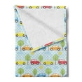 thumbnail image 2 of Baby Soft Flannel Fleece Throw Blanket, Checkered Background with Cars Trees Sun Open Sky Abstract Geometric Cartoon Design, Cozy Plush for Indoor and Outdoor Use, 50" x 70", Multicolor, by Ambesonne, 2 of 5