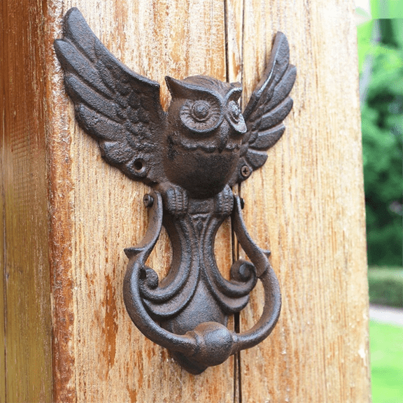 TOP! Mystical Owl Cast Door Knocker,Antique Handle Courtyard