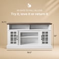 thumbnail image 2 of BELLEZE 58 Inch TV Stand, Rustic Wood Entertainment Center for TVs up to 65",  Contemporary Media Console Table with Two Open Shelves and Glass Door Cabinets - Astorga (White), 2 of 6