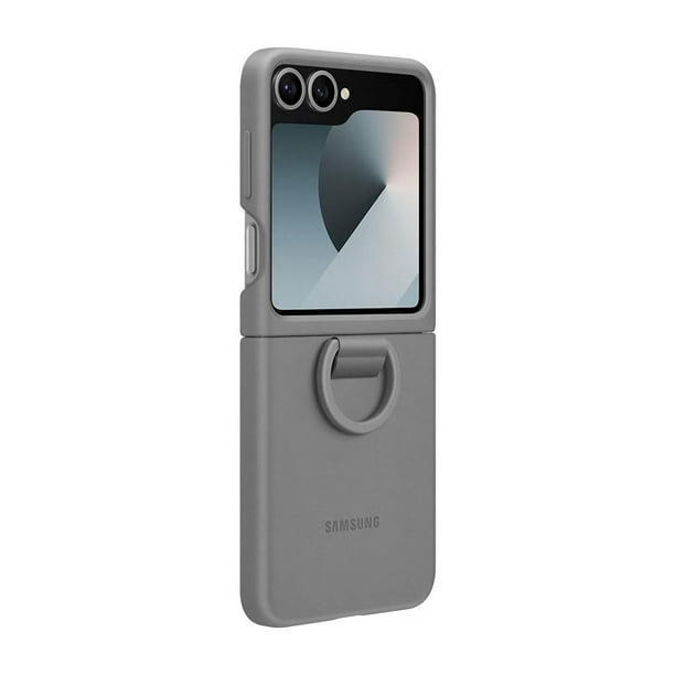 Funda de silicona con anilla para Samsung Galaxy Z Flip6, color gris