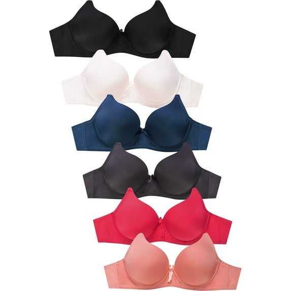 247 Frenzy Women's Essentials Sofra PACK OF 6 Full Coverage Solid Bras