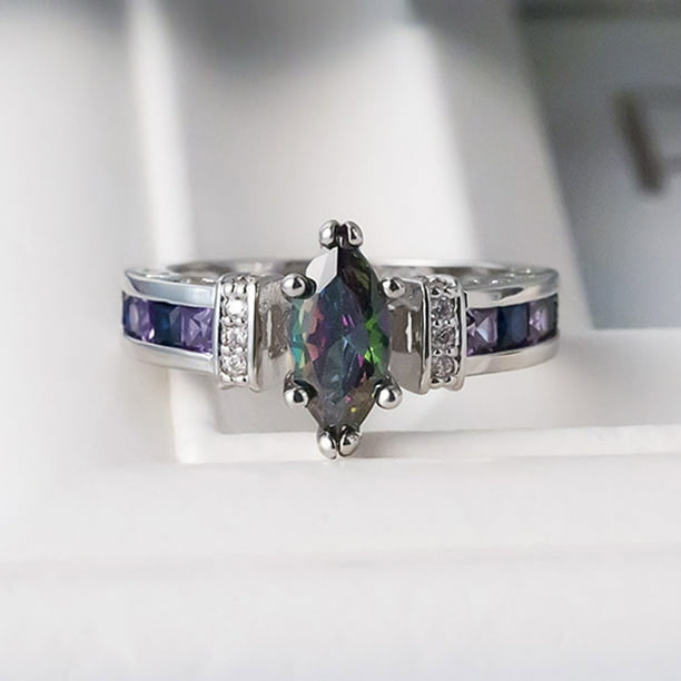 Anillo de fiesta de damas de anillo de diamante púrpura colorido de aleación de circonita de diamante Wmkox8yii fajkfhkj2695