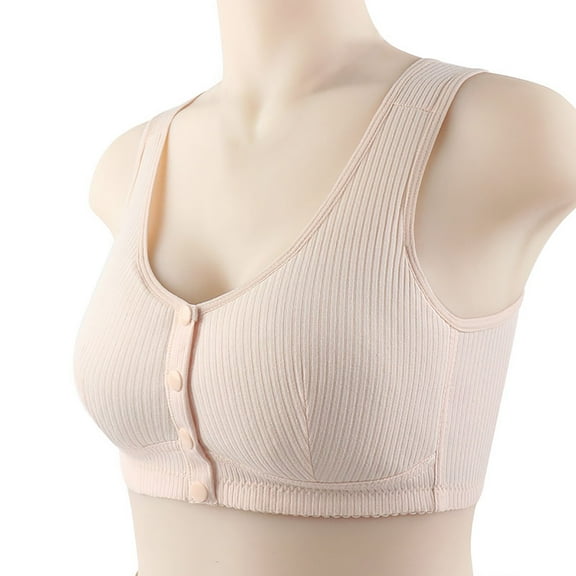 Eashery Wirefree Bras for Women ,Plus Size Cotton Open Front Closure Wirefreee Extra-Elastic Bra Full-Cover Push up Bra C 46
