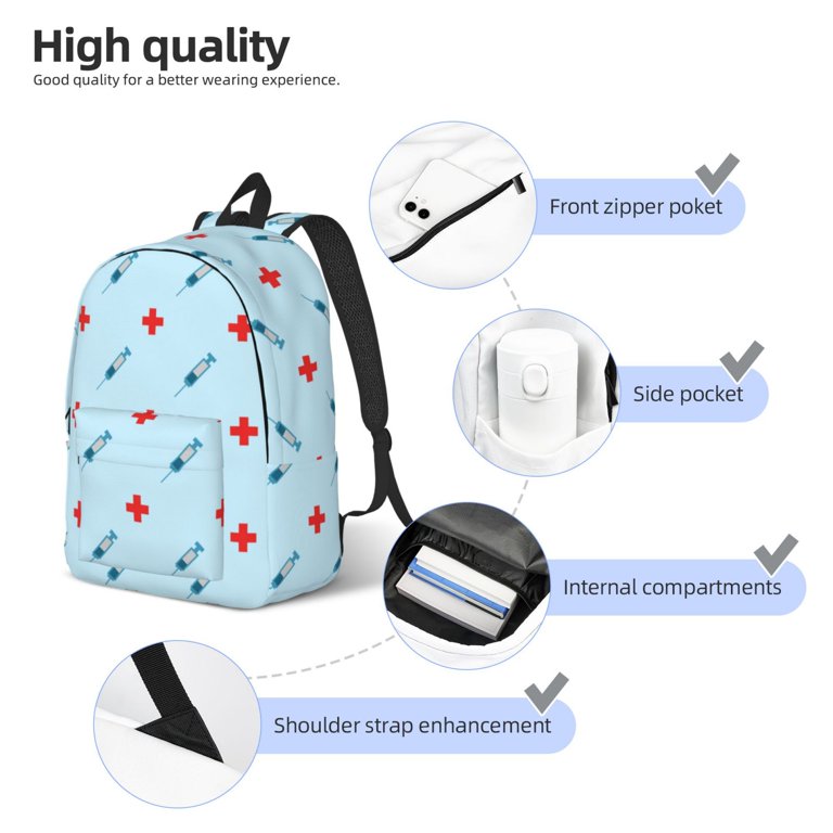 Easygdp Syringe And Red Cross Durable Canvas Laptop Backpack  display picture 1