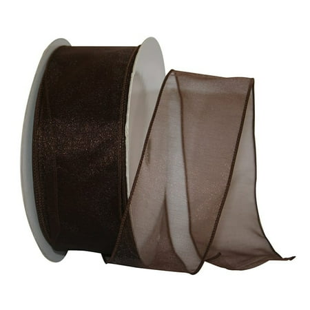 UPC: 0840108865169 | Jam Paper Sheer Wired Ribbon  2 1/2 Inches X 50 Yards  Brown  1/Pack