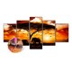 thumbnail image 4 of Cuadros Decorativos Pintura de diamante 5D serie de animales al atardecer bricolaje taladro Ehuebsd  redondo completo cinco piezas decoración pintura colgante 103x45cm, 4 of 9