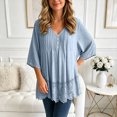 thumbnail image 2 of QGJZVUNL Flowy V Neck T Shirts for Women Fall Clothes Casual Long Sleeve Blouses Business Work Tops Size 4XL, 2 of 8