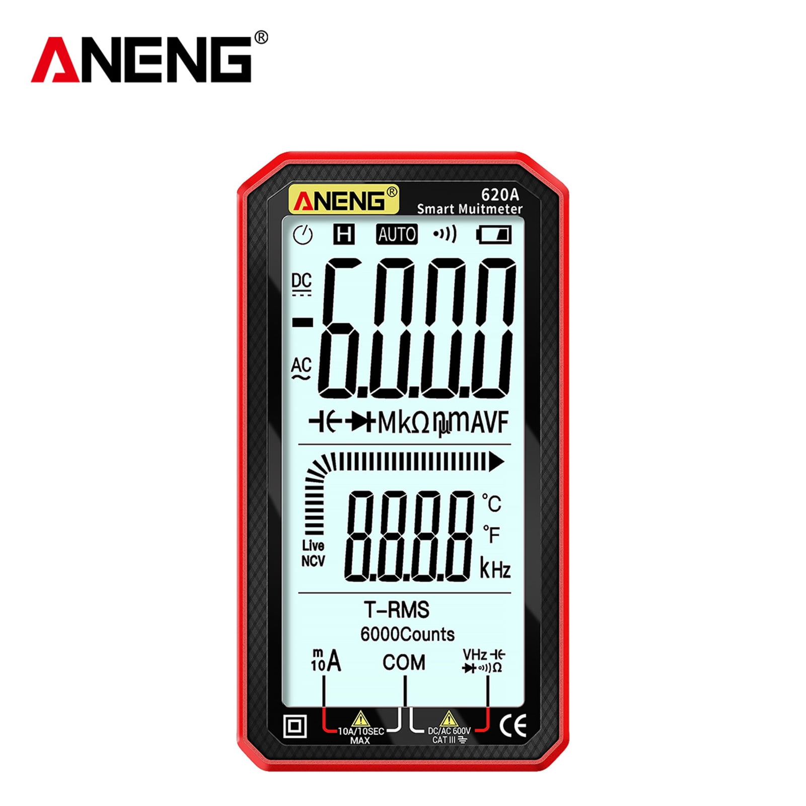 Amp Meter Circuit 4.7-Inch LCD Display AC/DC Digital Multimeter Ultraportable True-RMS Multimeter Auto-Ranging Multi Tester with Amp Volt Ohm Capacitance Continuity Temperature