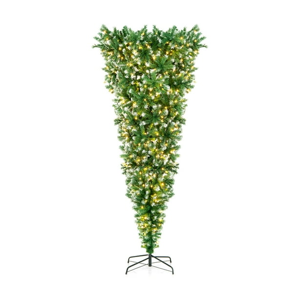 Topbuy 7.5FT Prelit Upside Down Christmas Tree, Artificial Tree w/400