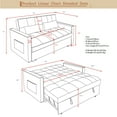 thumbnail image 4 of Hommoo 3 in 1 Convertible Pull Out Futon Sofa Bed, Loveseat Sleeper Sofa, Gray, 4 of 8